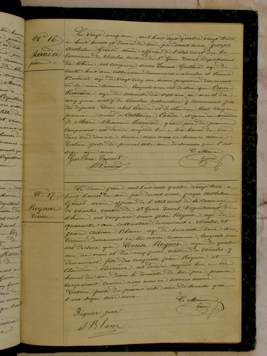 Page du registre